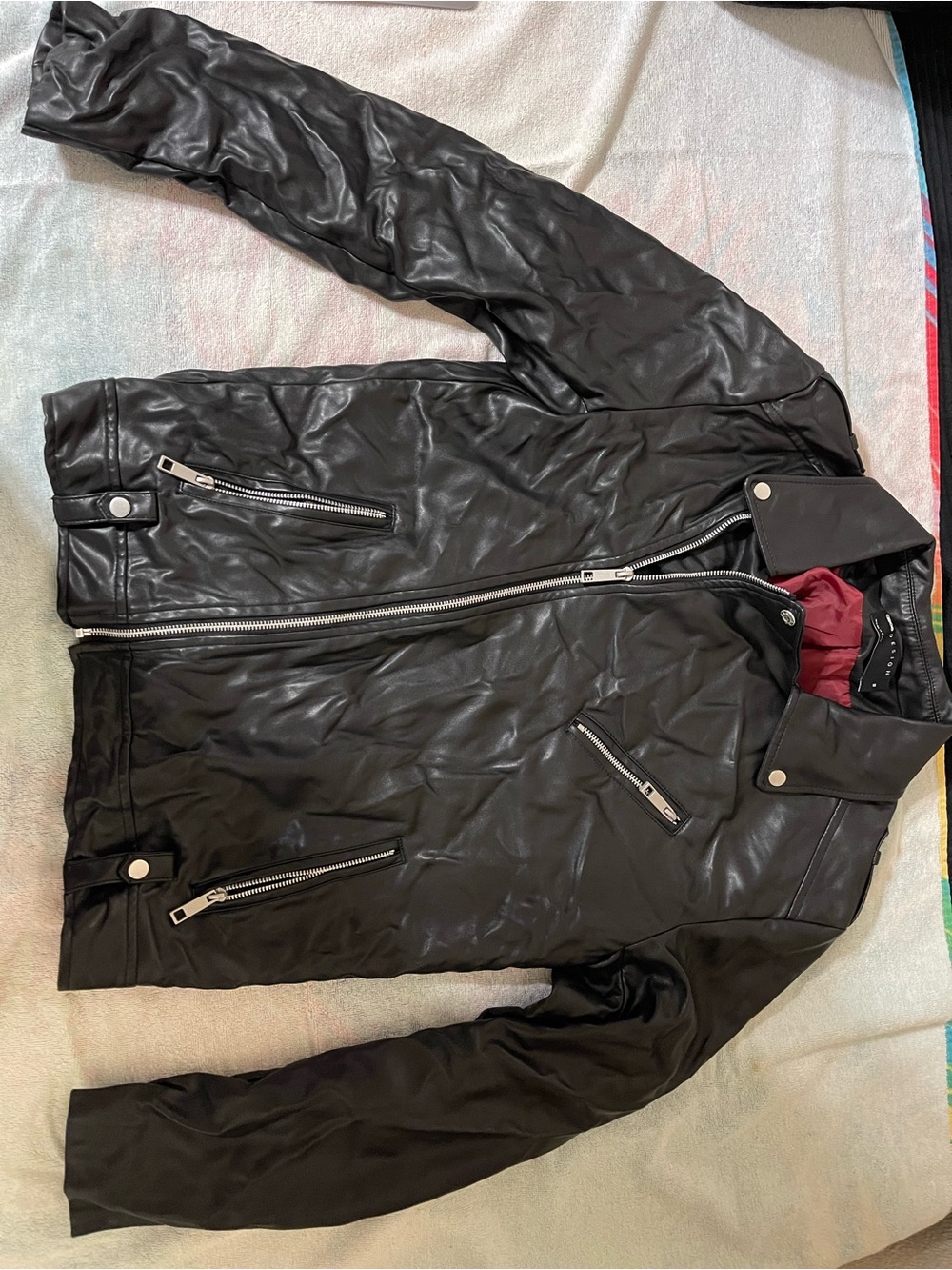 Women’s asos Black Faux Leather Moto Jacket